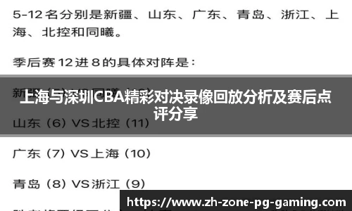 上海与深圳CBA精彩对决录像回放分析及赛后点评分享